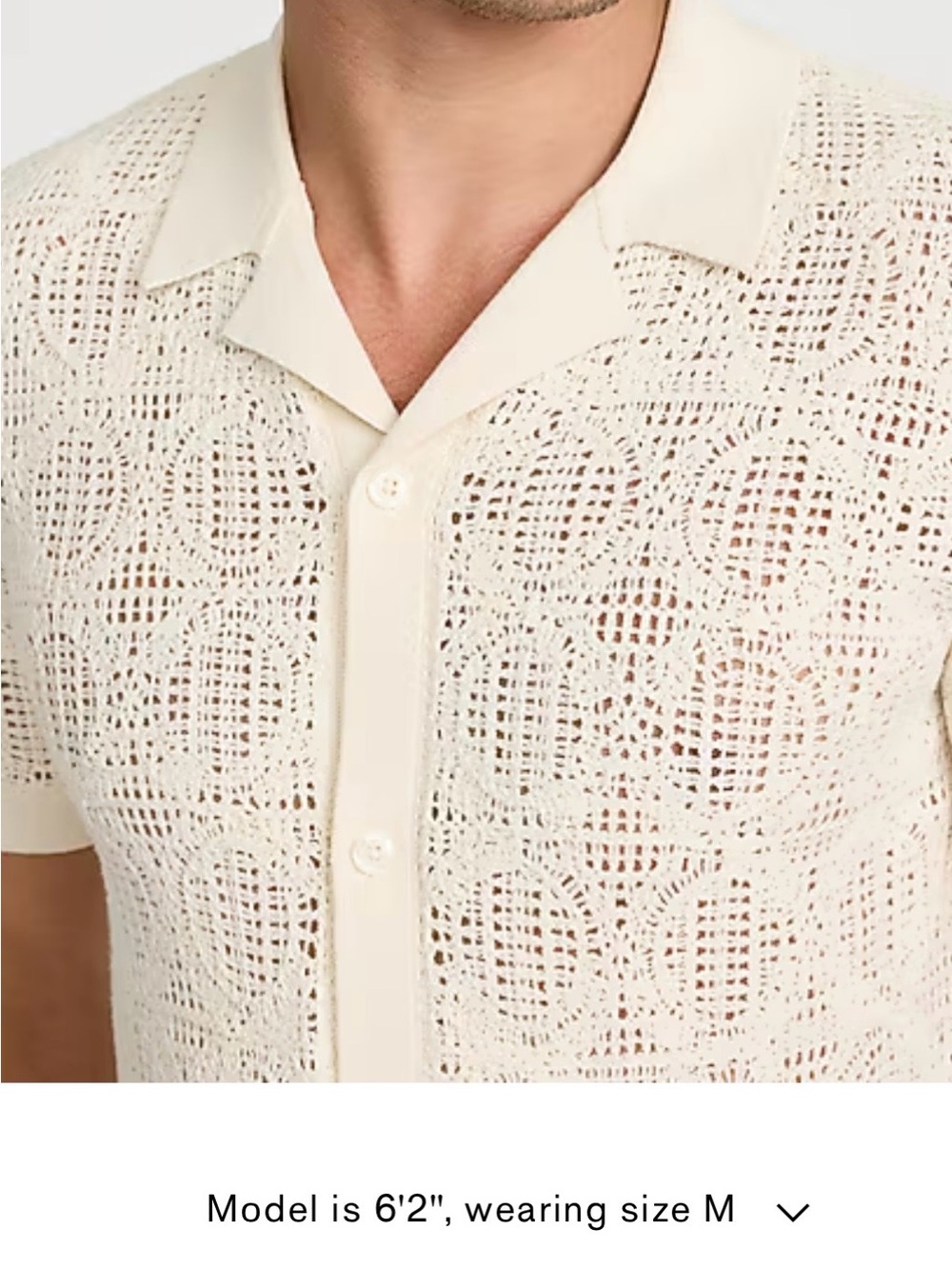 Express Textured Geo Crochet Cotton Short Sleeve Shirt - Picture 4 of 10